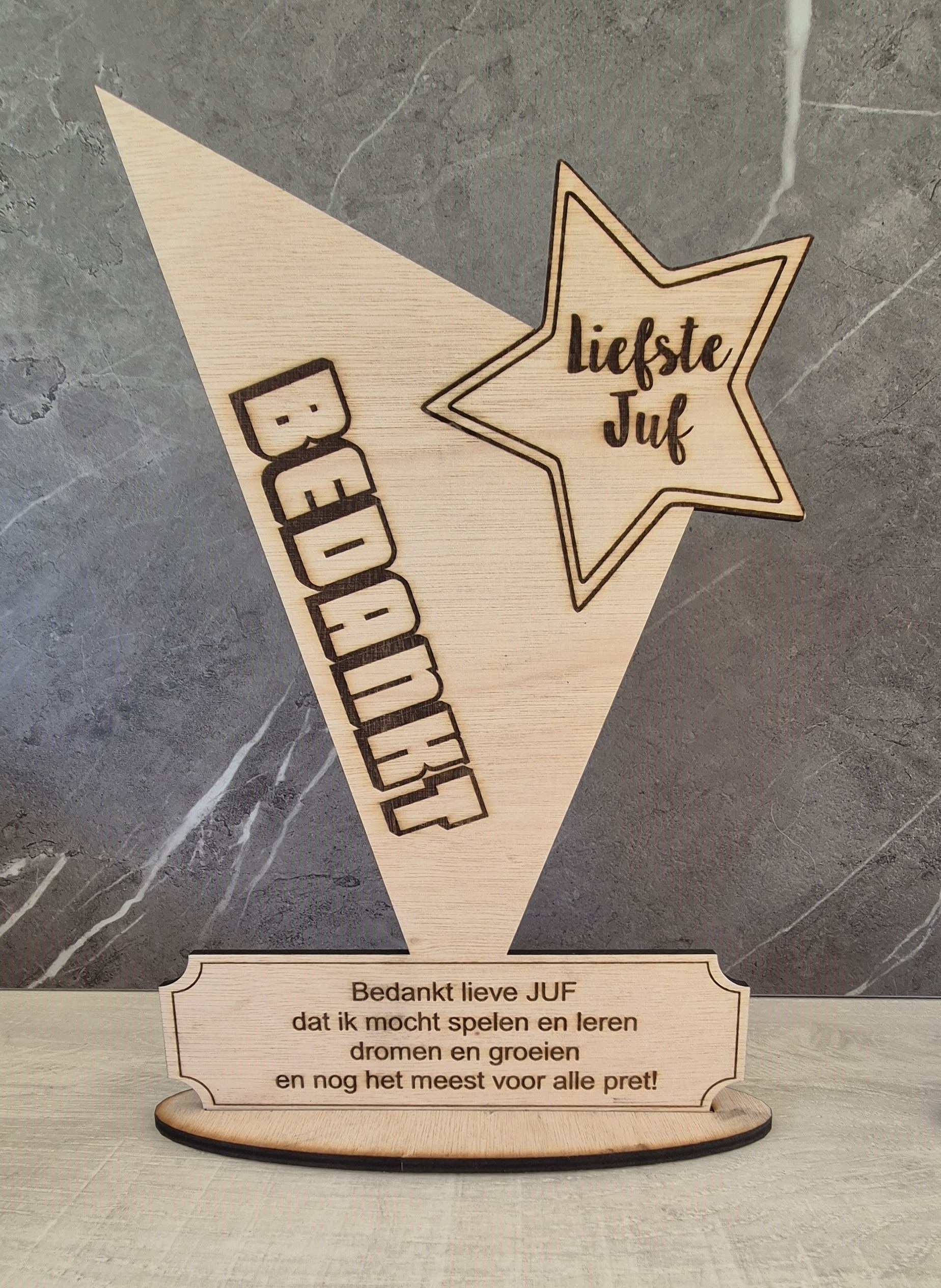 Bedankingstrofee (juf/meester)