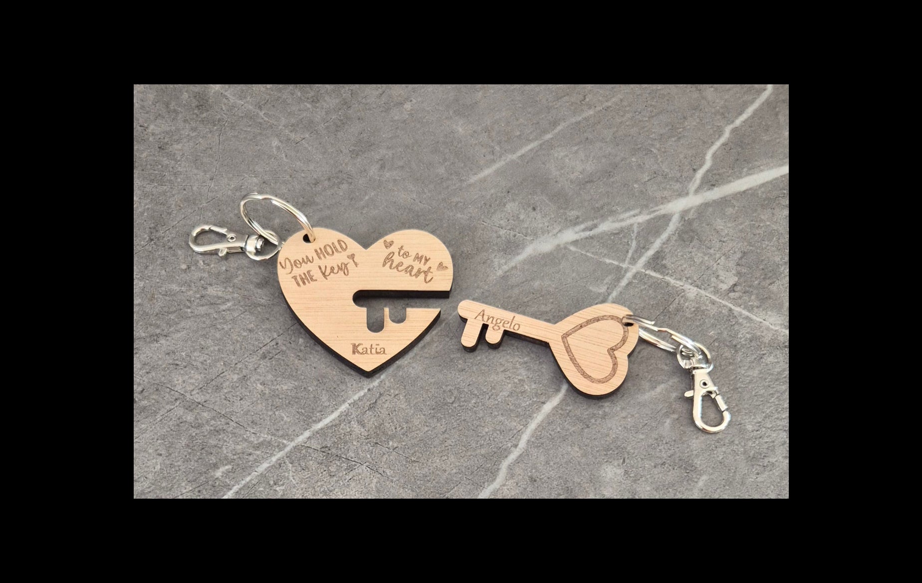Sleutelhanger hart en sleutel