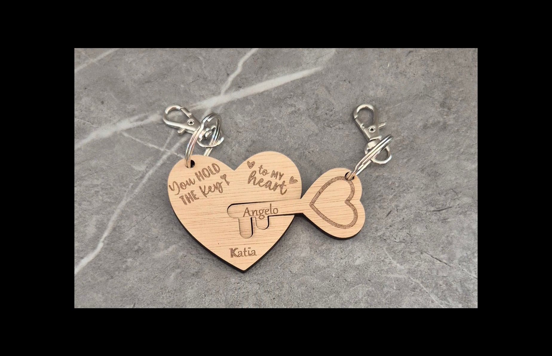 Sleutelhanger hart en sleutel