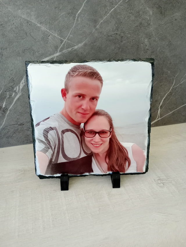 leisteen met foto incl. 2 voetjes